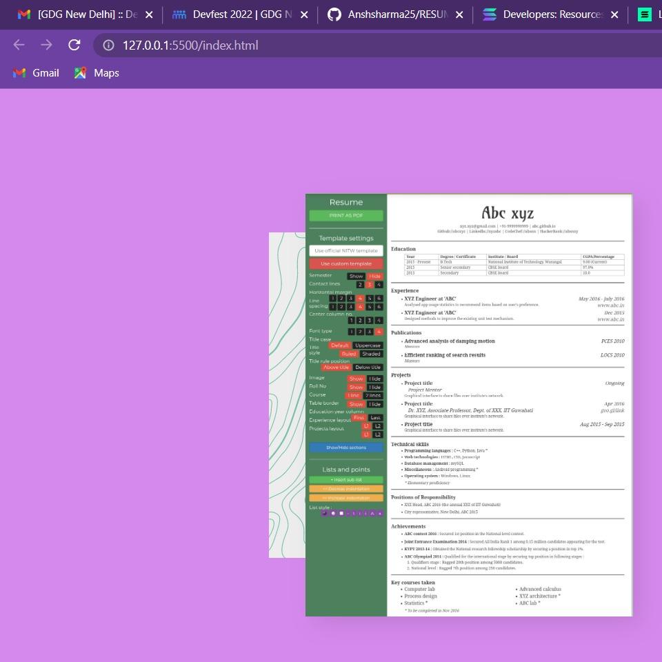 resume make web by gautam & ansh