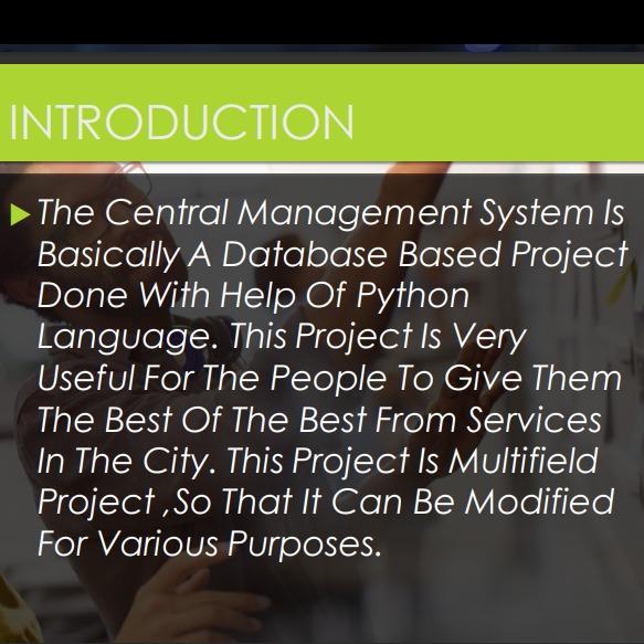 CENTRAL MANAGEMENT SYSTEM