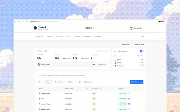 New Organizer Dashboard application review interface.